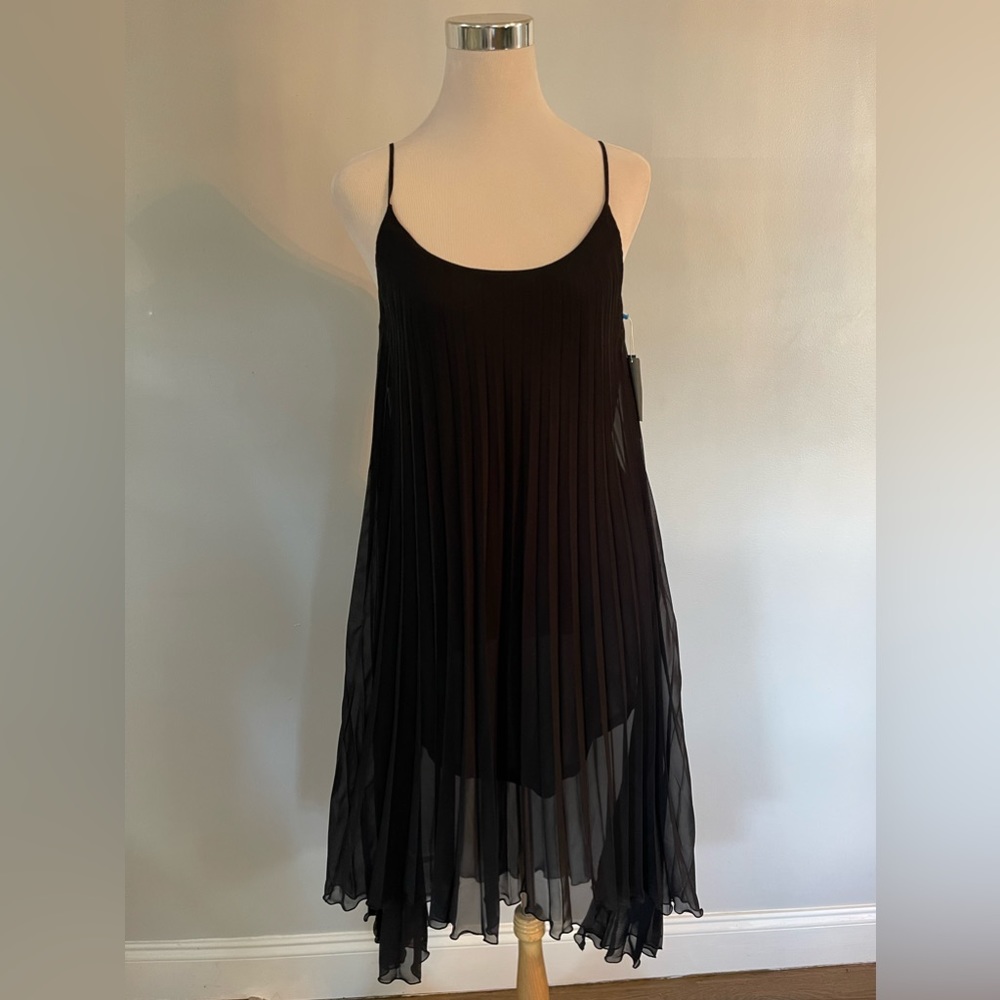 Pleated Black Shift Beach Cover Up